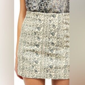Free People Cream and Gray Mini Skirt